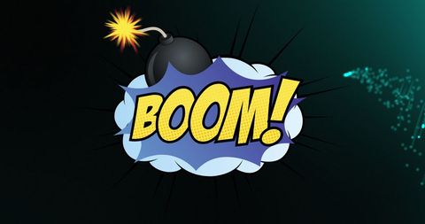 Comic Style Boom Effect with Lit Bomb Icon