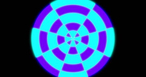 Neon Blue and Purple Hypnotic Circular Pattern