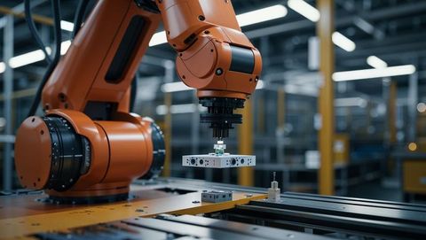 Industrial robotic arm implementing precision robotics