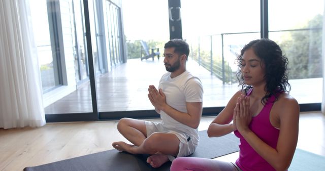 Diverse Couple Practicing Mindful Meditation in Modern Home - Download Free Stock Images Pikwizard.com