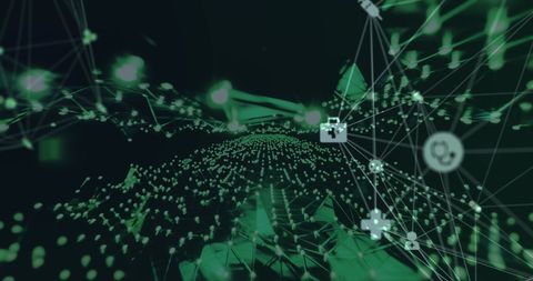 Futuristic Digital Network with Media Icons and Data Streams - Download Free Stock Images Pikwizard.com