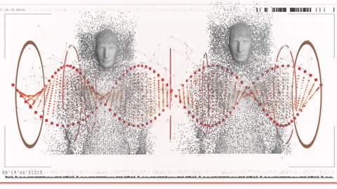 Digital Human DNA Sequence Concept with Particle Effects