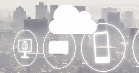 Digital Cloud Technology Over Modern City Skyline - Download Free Stock Images Pikwizard.com