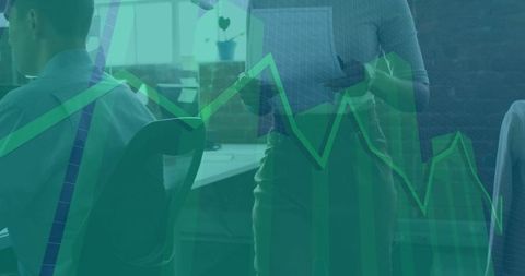 Professional Workspace with Data Visualization Overlay