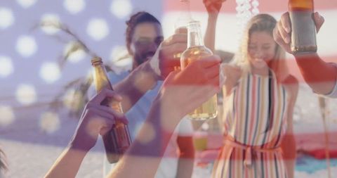 Joyful Beach Gathering Celebrating Friendship