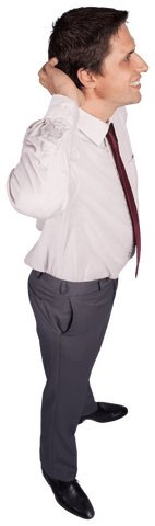 Smiling Businessman Scratching Head Isolated Transparent Background