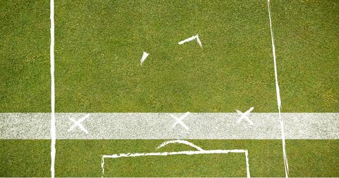 Top View of Soccer Field with Strategic Game Plan Elements