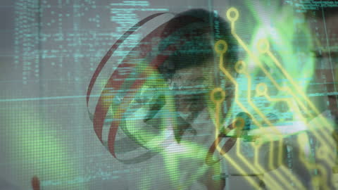 Innovative Scientists in Lab Amidst DNA and Data Processing