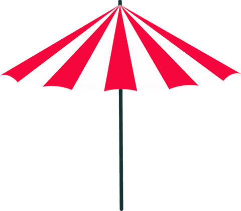 Red-white striped umbrella on transparent background