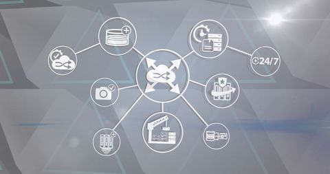 Digital Media Icons on Gray Abstract Background - Download Free Stock Images Pikwizard.com