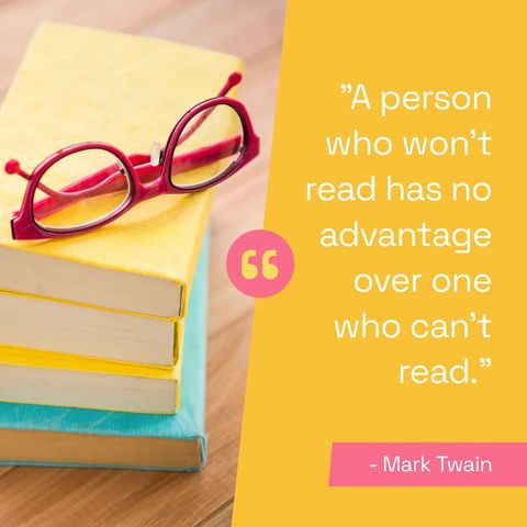 inspirational reading quote with books and glasses - Download Free Stock Templates Pikwizard.com