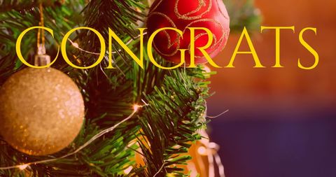 Festive Congrats Over Christmas Tree Decoration - Download Free Stock Images Pikwizard.com