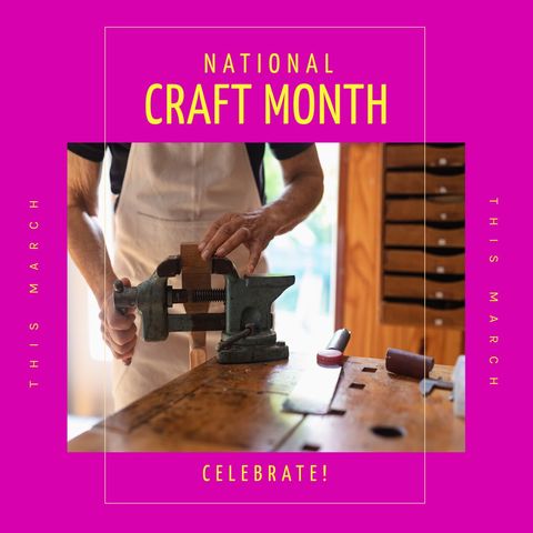 Craftsman at Workbench Celebrating National Craft Month - Download Free Stock Templates Pikwizard.com
