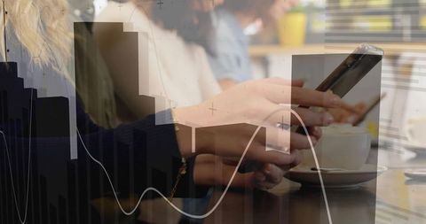 Collaborative Business Meeting in Modern Cafe with Mixed Media Elements