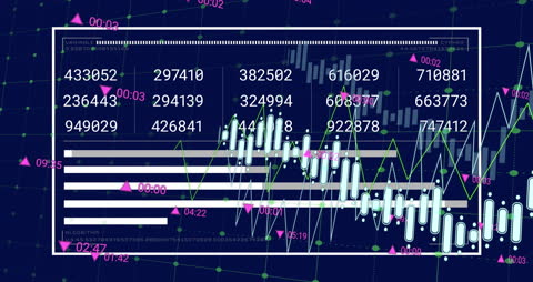 Dynamic Data Animation with Graphs and Numbers on Digital Background