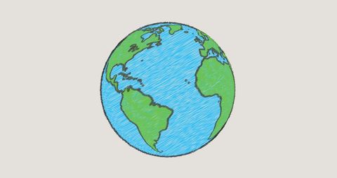 Hand-drawn earth illustration in pastel colors
