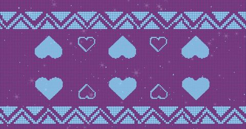 Winter heart pattern with geometric snow decor