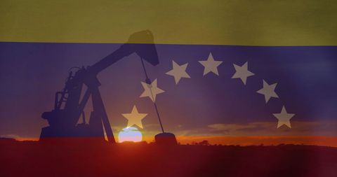 Oil industry representation with venezuelan flag encapsulation