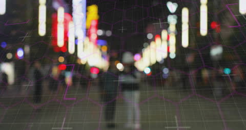 Futuristic Overlay Reveals Night Cityscape in Blur