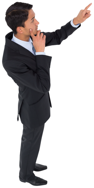 Transparent Businessman Pointing Upwards with Confidence - Download Free Stock Videos Pikwizard.com