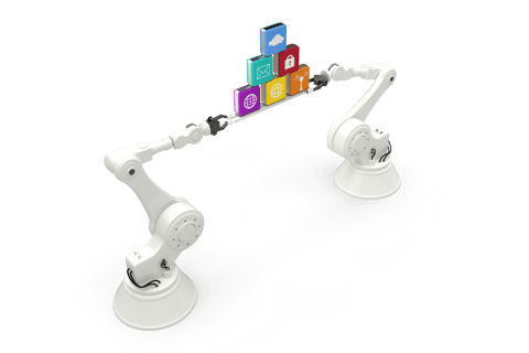 Robotic Arms Holding Digital Icons on Transparent Background - Download Free Stock Videos Pikwizard.com