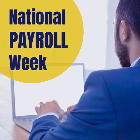 National Payroll Week Celebration with Businessman on Laptop - Download Free Stock Templates Pikwizard.com