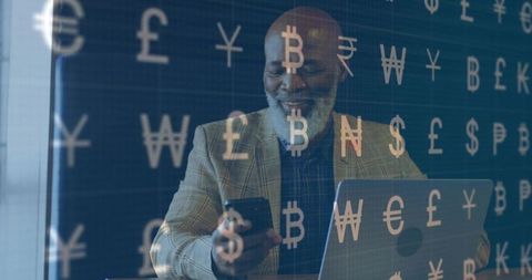 Businessman Analyzing Financial Markets at Office Desk