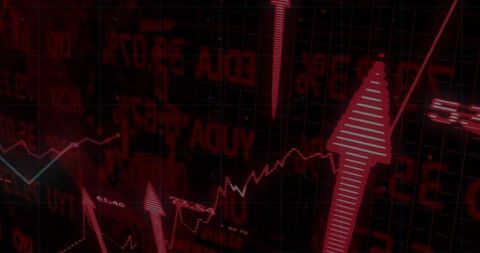 Futuristic Financial Graphs and Rising Arrows in Data Interface