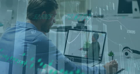 Businessman Analyzing Financial Data on Virtual Meeting