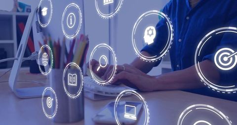 Businessman Engaging in Global Network Connections on Computer