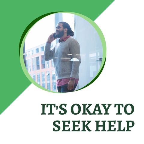 Confident Man On Phone Promoting Mental Health Support Message - Download Free Stock Templates Pikwizard.com