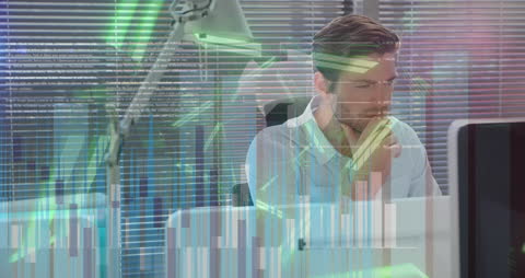 Businessman Analyzing Data with Augmented Digital Interface