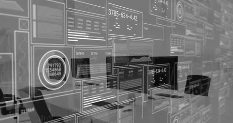 Futuristic Data Display in Modern Office Environment