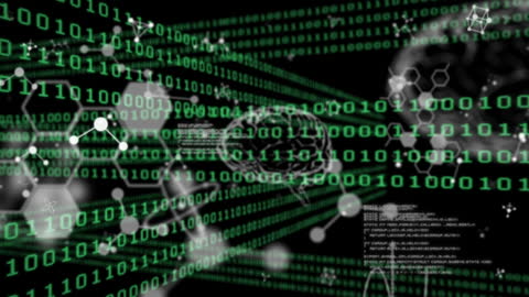 Binary Code Digital Data Display on Black Background