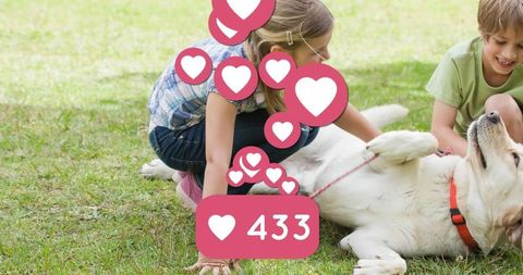 Kids Enjoying Outdoor Playtime with Dog - Download Free Stock Images Pikwizard.com