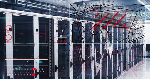 Futuristic Data Center with Holographic Interface Animation