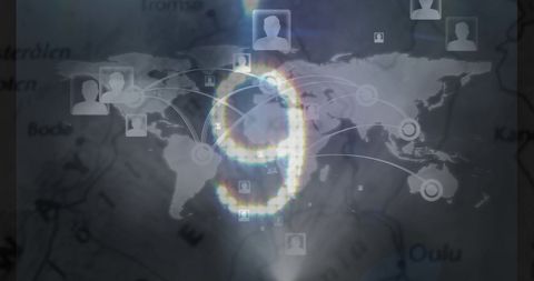 Digital World Map with Countdown and Networking Icons - Download Free Stock Images Pikwizard.com