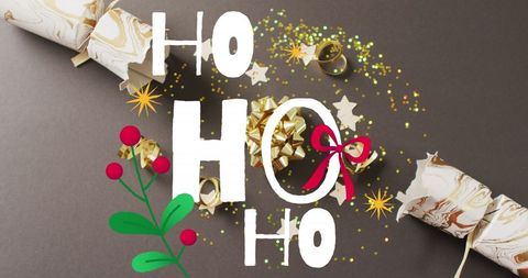 Festive Christmas Tessipation with HO HO HO Text and Decor