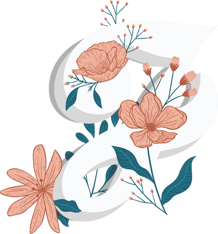 Floral white j letter vector with flowers, transparent background