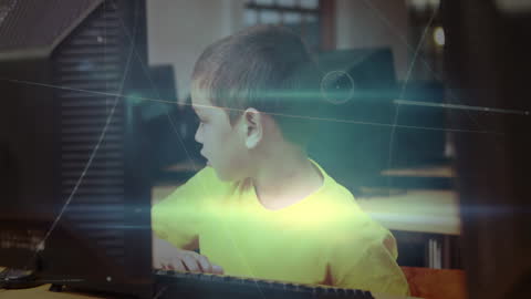 Young Student Navigating Computer Technology in Classroom Setting