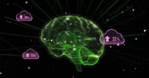 glowing digital brain network with data processing interface - Download Free Stock Images Pikwizard.com