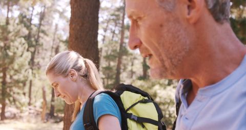 Couple Enjoying Outdoor Hike Through Scenic Forest Landscape - Download Free Stock Images Pikwizard.com