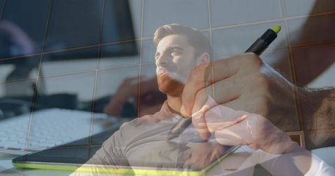dreamy businessman and modern digital overlays - Download Free Stock Images Pikwizard.com