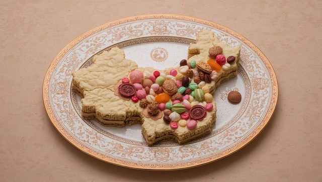 Gourmet plate with shaped cookie and colorful decor
