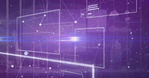 Futuristic Holographic Interface Display in Modern Skyscraper Room