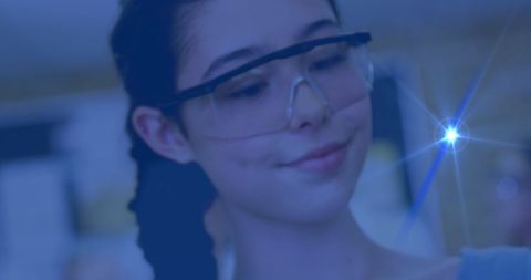 Young student exploring science with digital innovations