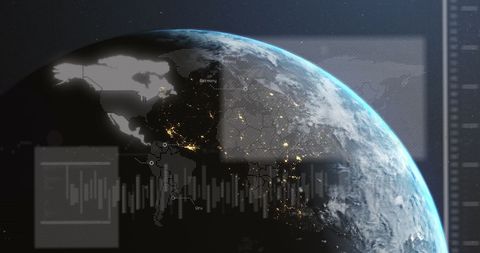Digitally Enhanced Globe with Map and Graph - Download Free Stock Images Pikwizard.com