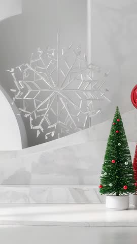 Vertical Holiday Loop: Sliding Mini Trees, Falling Baubles and Unfurling Curtain for Ads