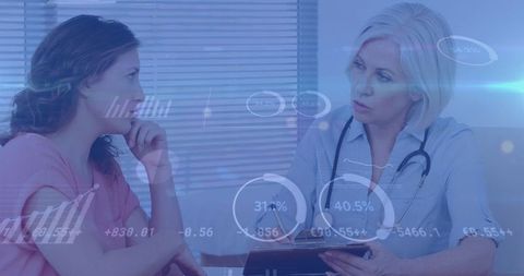 Doctor Consulting Patient with Medical Data Integration Concept