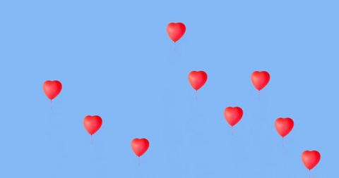 Red Heart Balloons on Blue Sky Background Floating Freely - Download Free Stock Images Pikwizard.com